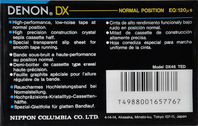 Compact Cassette: Nippon Columbia / Denon Denon - DX 46