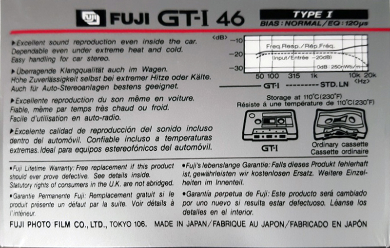 Compact Cassette Fuji GT-I 46 Type I Normal 1982 Europe