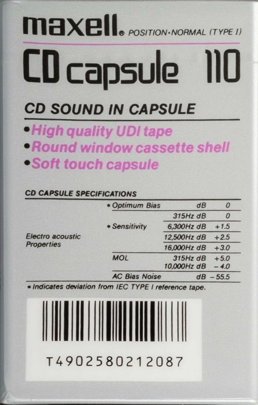 Compact Cassette Maxell CD Capsule 110 Type I Normal 1990 Europe