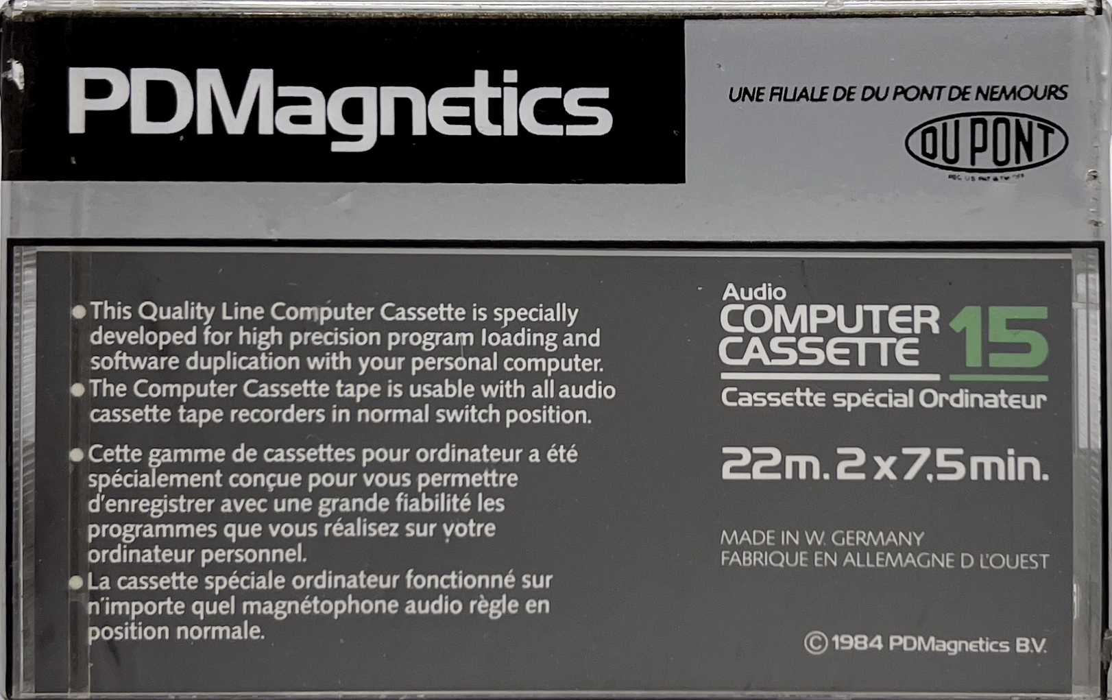 Compact Cassette PDM 15 Computer Cassette 1984 Europe
