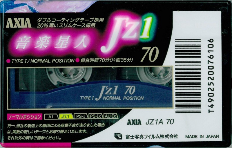 Compact Cassette AXIA J`z 1 70 "JZ1A 70" Type I Normal 1992 Japan