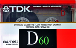 Compact Cassette TDK D 60 Type I Normal 1988 North America