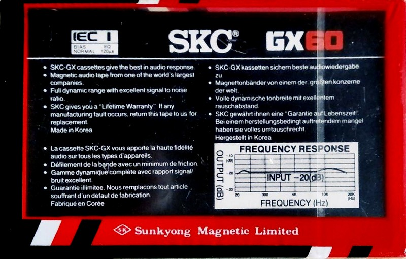 Compact Cassette: Sunkyong Magnetic Limited (SKM) SKC - GX 60