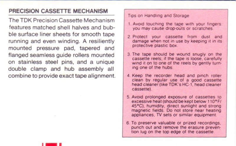 Compact Cassette TDK D 90 Type I Normal 1982 Australia, Europe