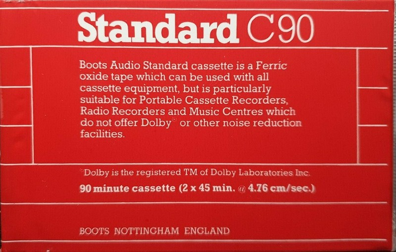 Compact Cassette Boots / Boots Audio 90 "Standard" Type I Normal UK