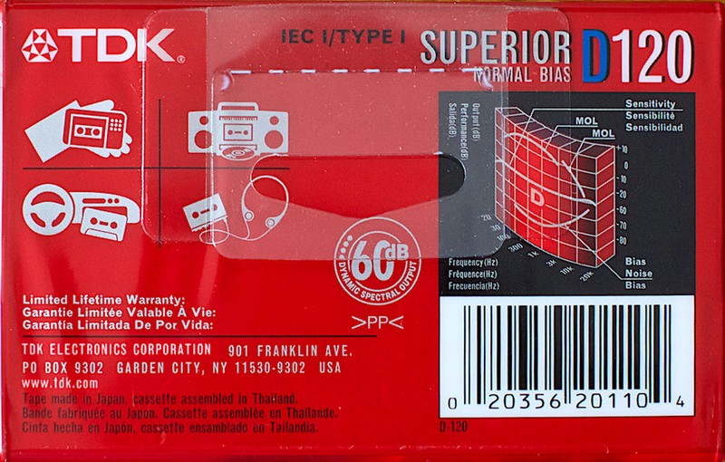 Compact Cassette TDK D 120 "Superior D" Type I Normal 2003 North America