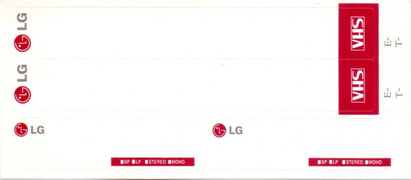 VHS, Video Home System LG SHD 180 Type I Normal 1995 Worldwide