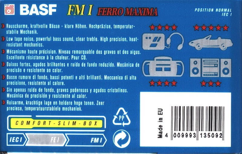 Compact Cassette BASF FM I Ferro Maxima 60 Type I Normal 1995 Europe