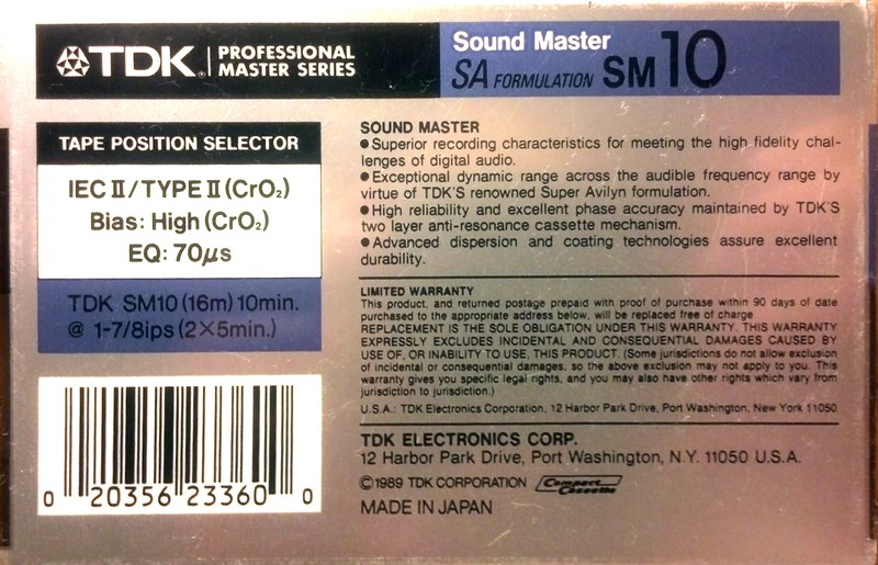 Compact Cassette: TDK  - Sound Master 10