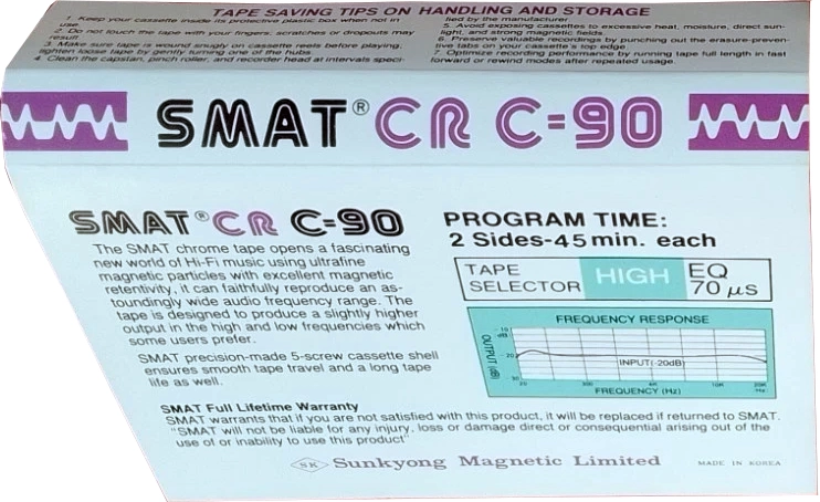 Compact Cassette Smat CR 90 Type II Chrome 1982 Europe