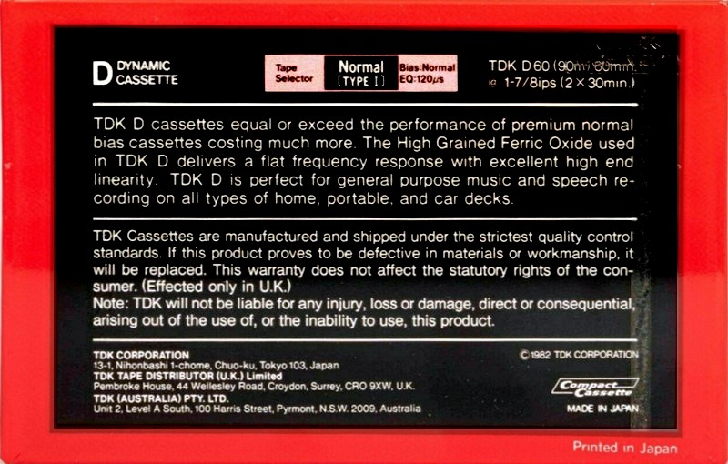 Compact Cassette: TDK  - D 60