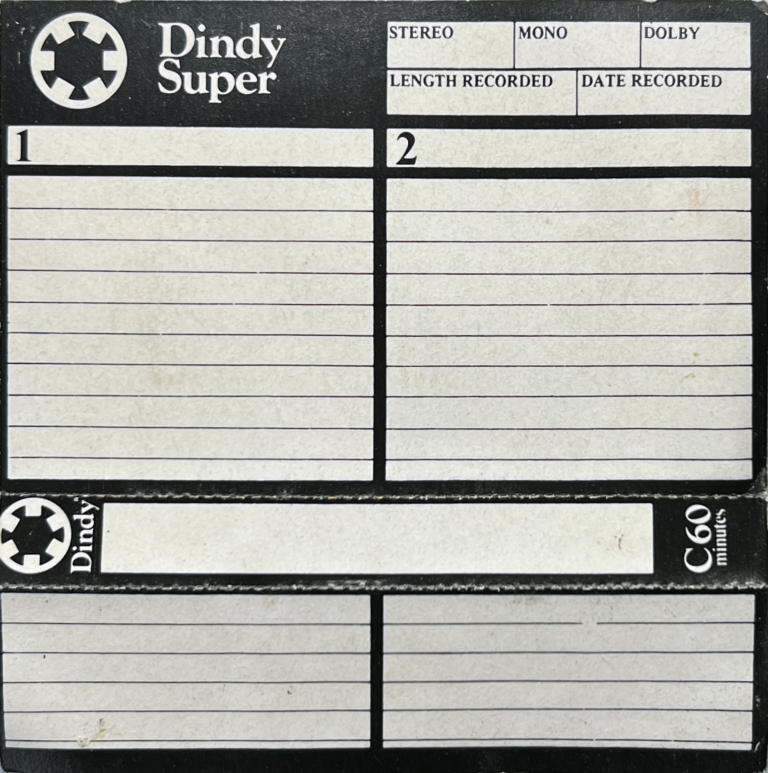 Compact Cassette Dindy Super 60 Type I Normal 1977 Australia
