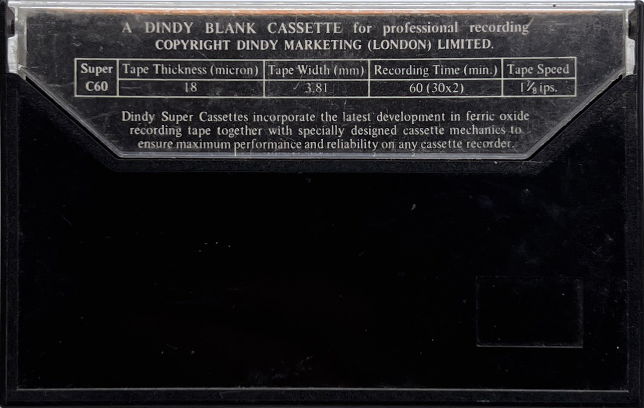 Compact Cassette Dindy Super 60 Type I Normal 1977 Australia
