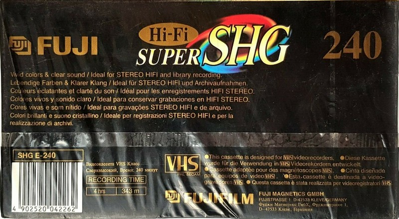 VHS, Video Home System Fuji SHG 240 "SHG E-240" Type I Normal Worldwide