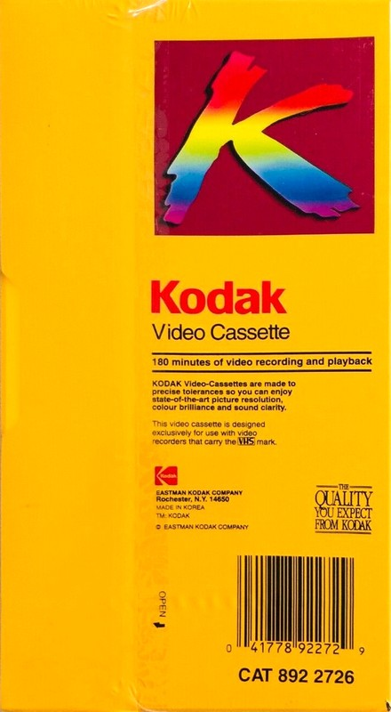 VHS, Video Home System Kodak HS 180 Type I Normal USA