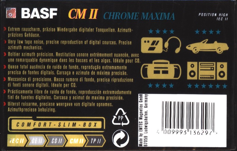 Compact Cassette BASF CM II Chrome Maxima 100 Type II Chrome 1995 Europe