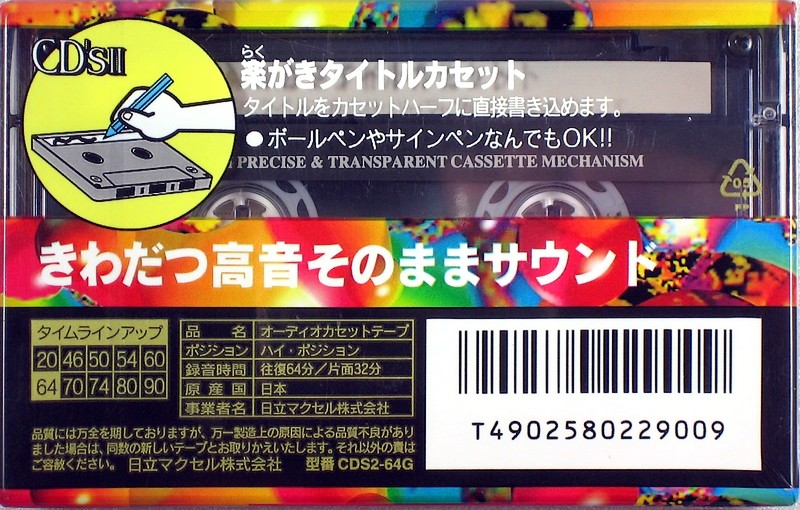 Compact Cassette Maxell CD`s II / CD`s 2 64 "CDS2-64G" Type II Chrome 1994 Japan