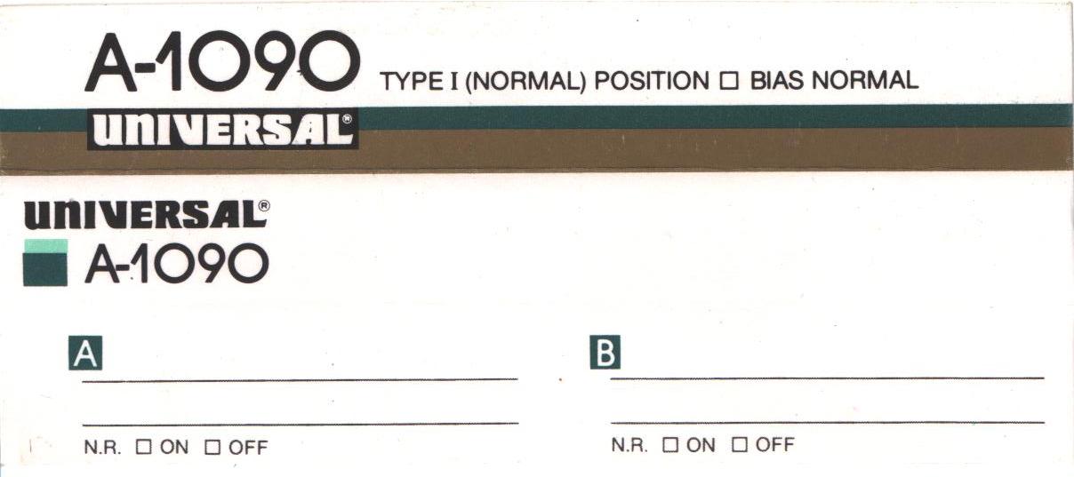 Compact Cassette Universal 90 "A-1090" Type I Normal 1988 USA
