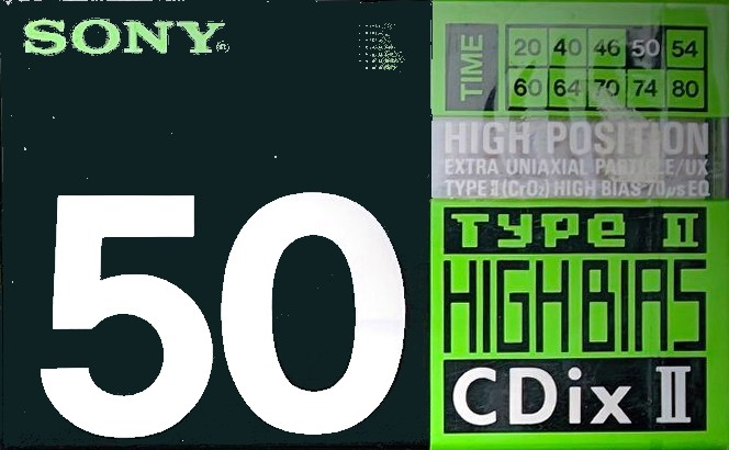 Compact Cassette Sony CDix II 50 Type II Chrome 1990 Japan