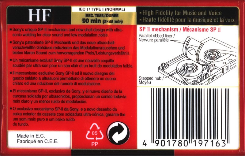 Compact Cassette Sony HF 90 Type I Normal 1996 Europe