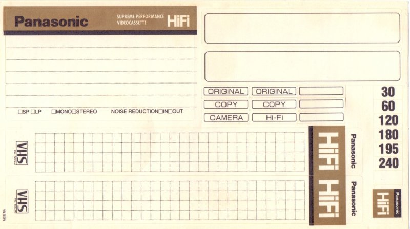 VHS, Video Home System Panasonic Hi-Fi 195 "NV-E195SFXP" Type I Normal Europe
