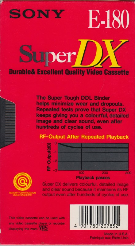 VHS, Video Home System: Sony  - Super DX 180