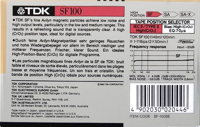 Compact Cassette: TDK  - SF 100