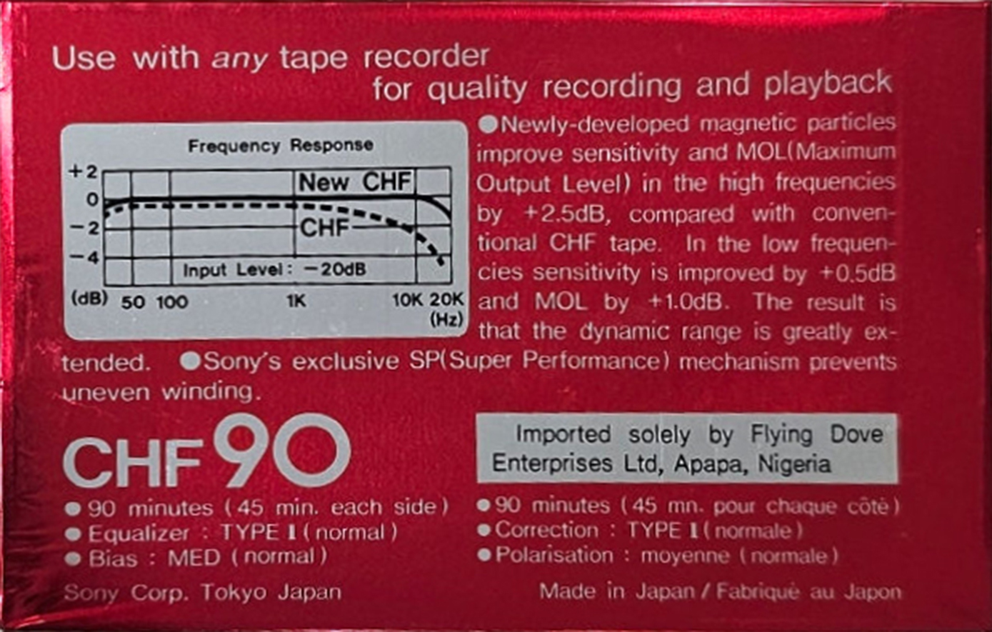 Compact Cassette Sony CHF 90 Type I Normal 1981 Southern Africa