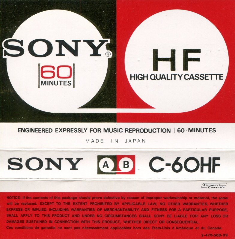 Compact Cassette Sony HF 60 Type I Normal 1972 North America