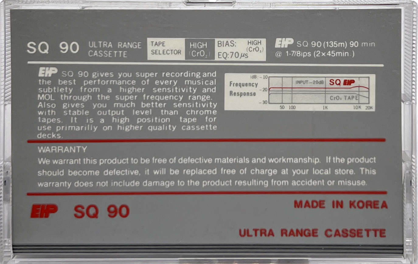 Compact Cassette EHP SQ 90 Type I Normal South Korea