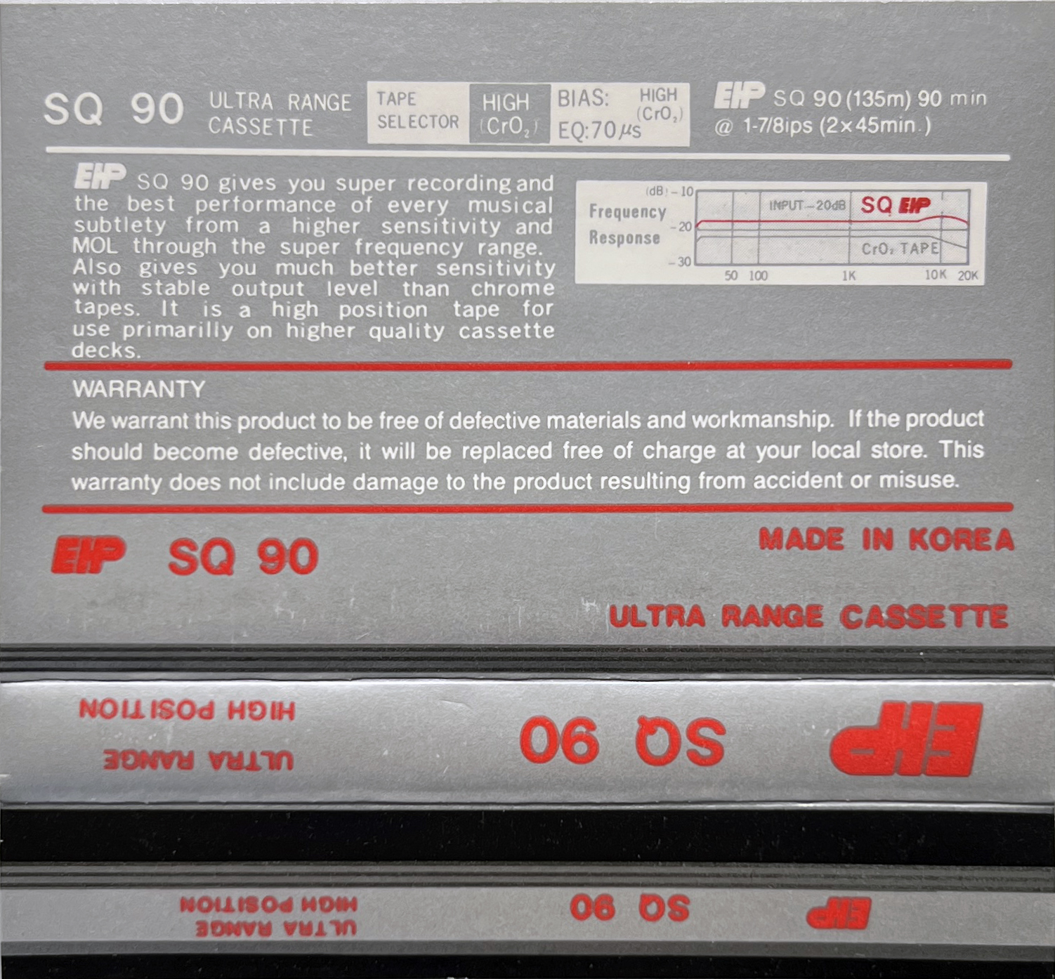Compact Cassette EHP SQ 90 Type I Normal South Korea