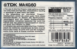 Compact Cassette TDK MA-XG 60 Type IV Metal 1986 Australia, Europe