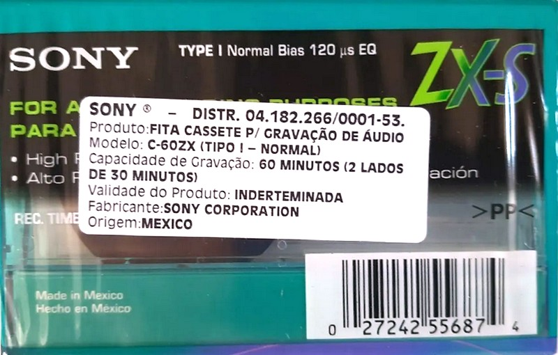 Compact Cassette Sony ZX-S 60 Type I Normal North America