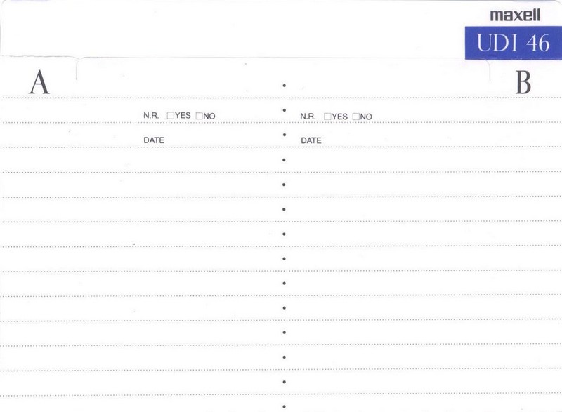 Compact Cassette Maxell UDI / UD1 46 "UD1-46(F)" Type I Normal 1992 Japan