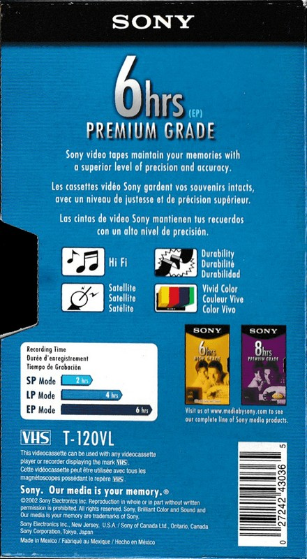 VHS, Video Home System: Sony  - Premium Grade 120