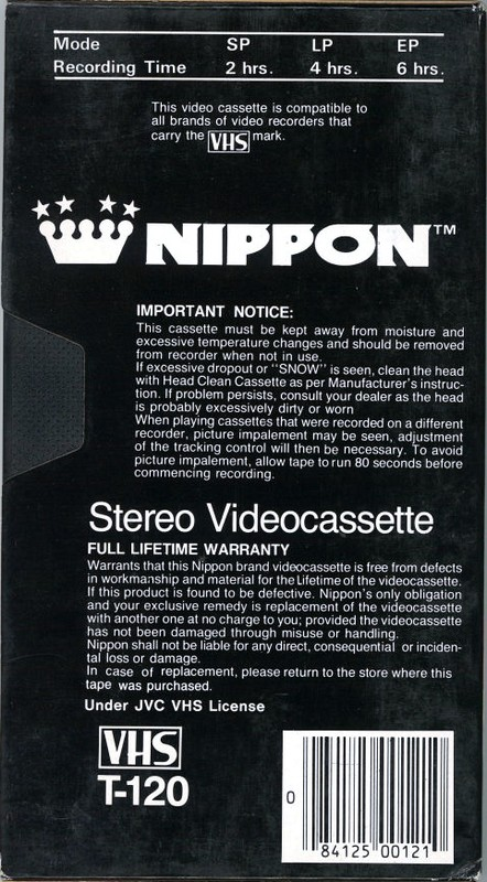 VHS, Video Home System Nippon 120 Type I Normal USA
