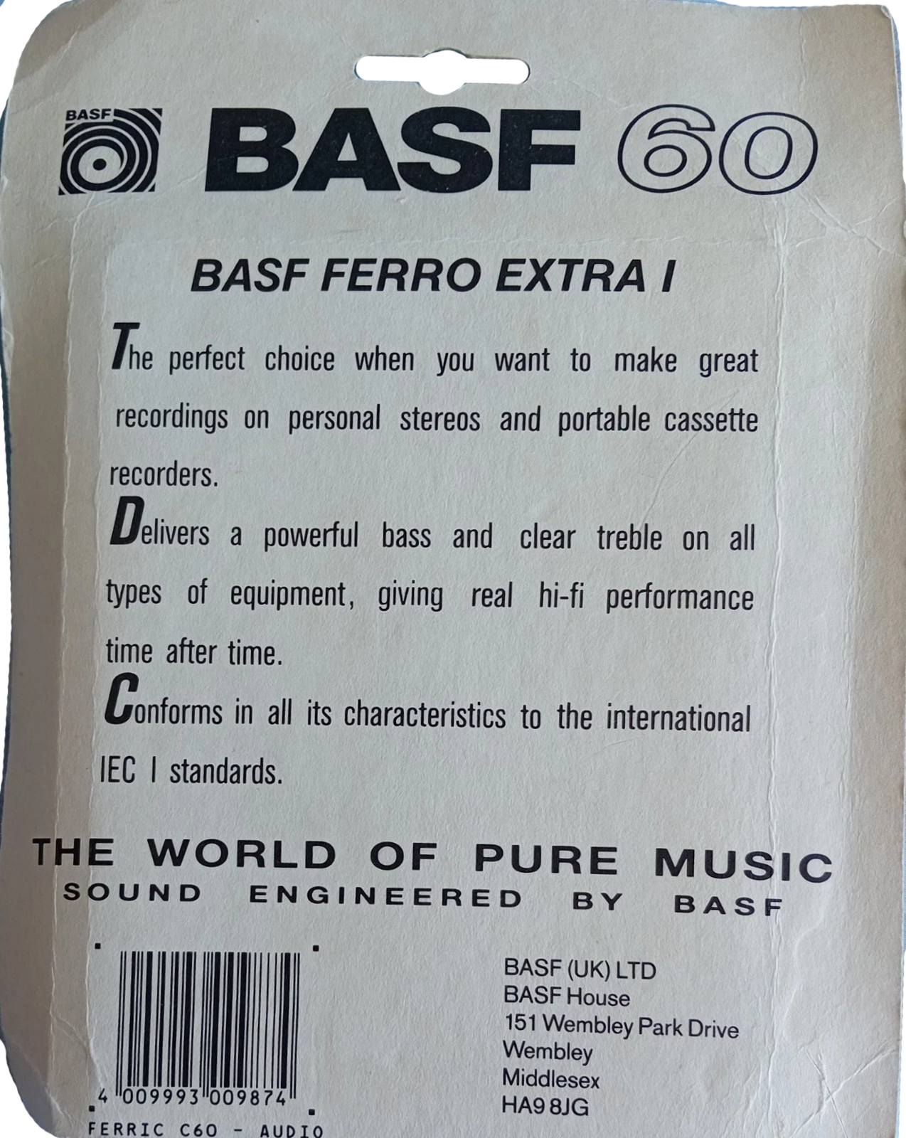 Blister BASF Ferro Extra I 60 Type I Normal 1988 UK