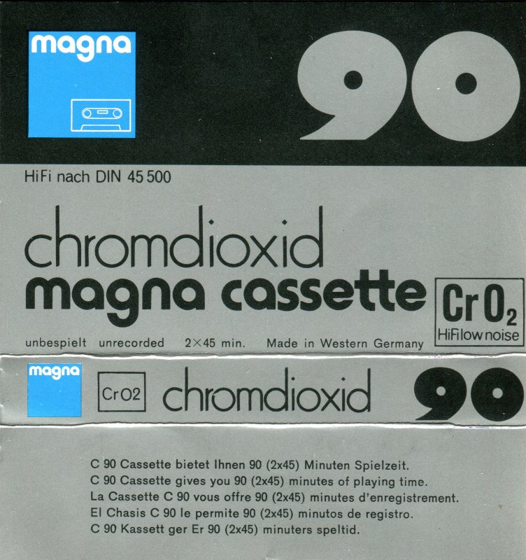 Compact Cassette Magna 90 "Magna cassette" Type II Chrome 1978 Europe