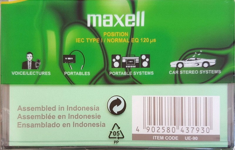 Compact Cassette Maxell UE 90 "UE-90" Type I Normal 1998 Worldwide
