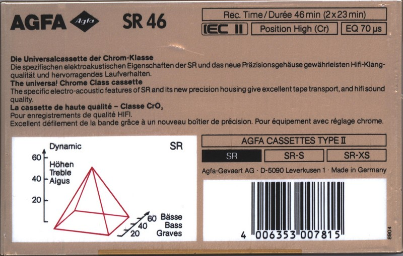 Compact Cassette AGFA SR 46 Type II Chrome 1989 Europe