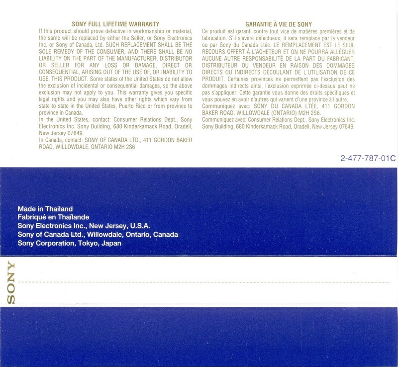 Compact Cassette Sony Hi Fi 90 Type I Normal 1996 Canada, USA