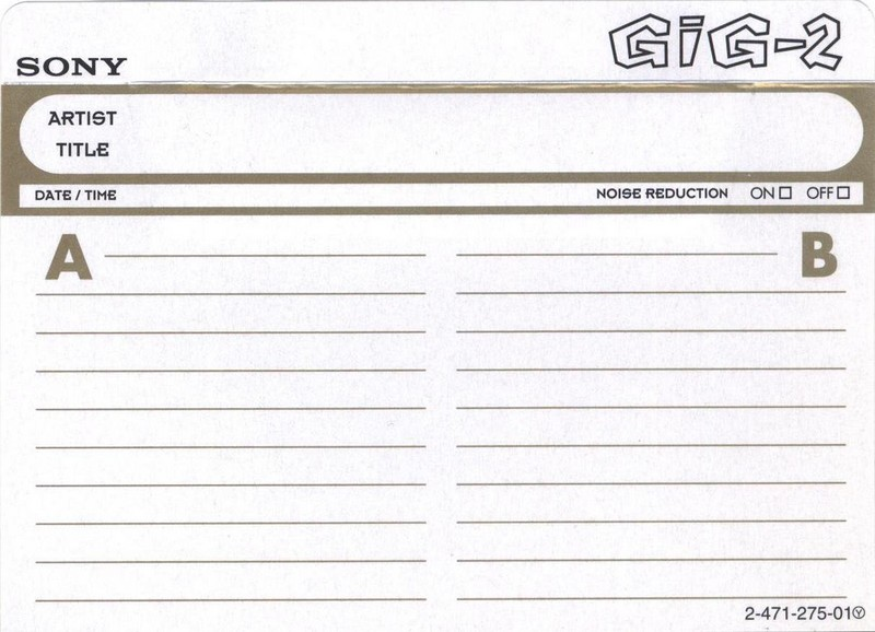 Compact Cassette Sony GIG-2 80 "C-80GIG2" Type II Chrome 1995 Japan