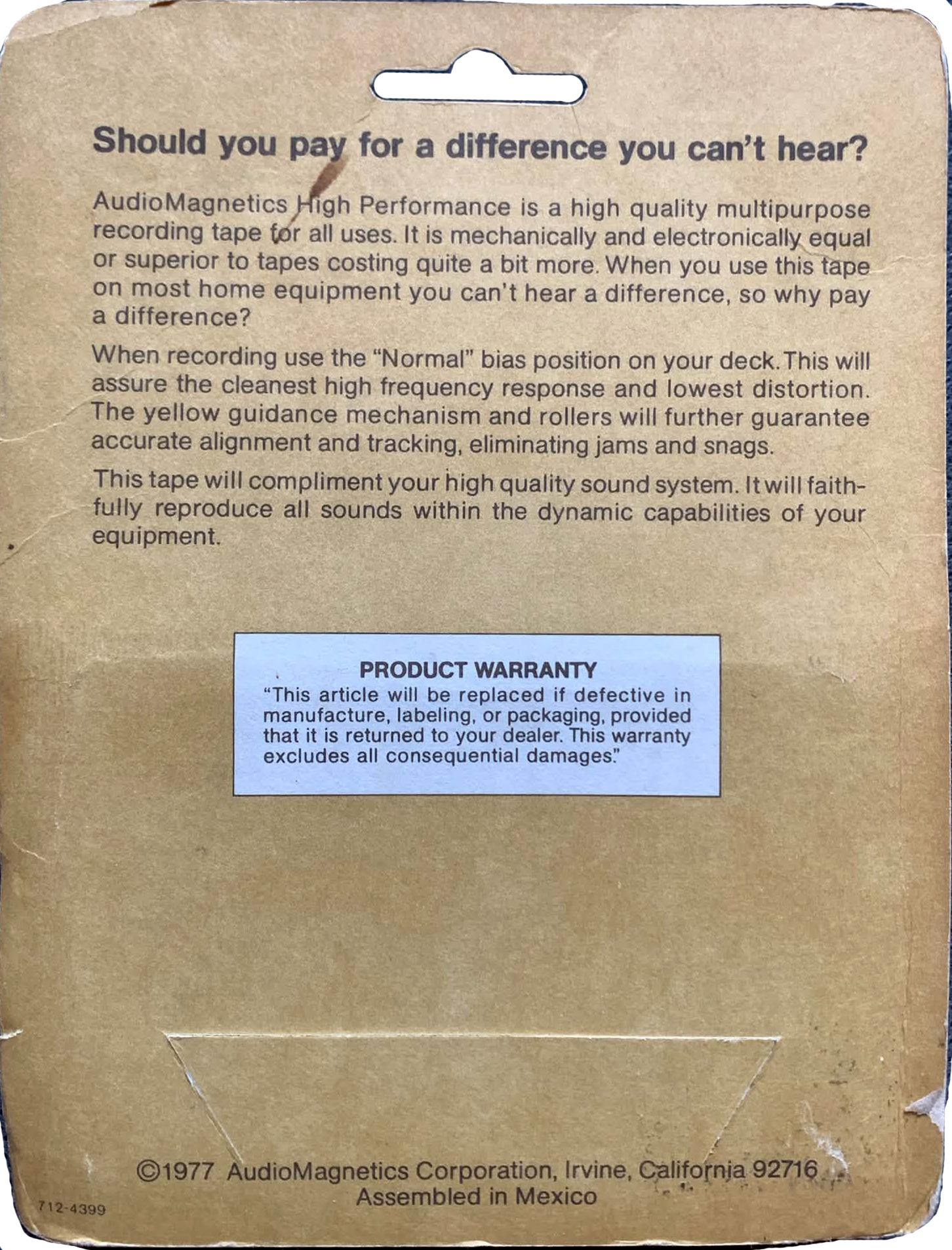Blister Audio Magnetics High Performance 120 Type I Normal 1977 USA