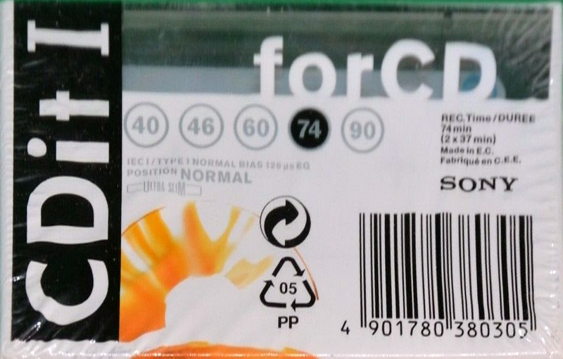Compact Cassette Sony CDit I 74 "C-74CDIT1B" Type I Normal 1996 Europe