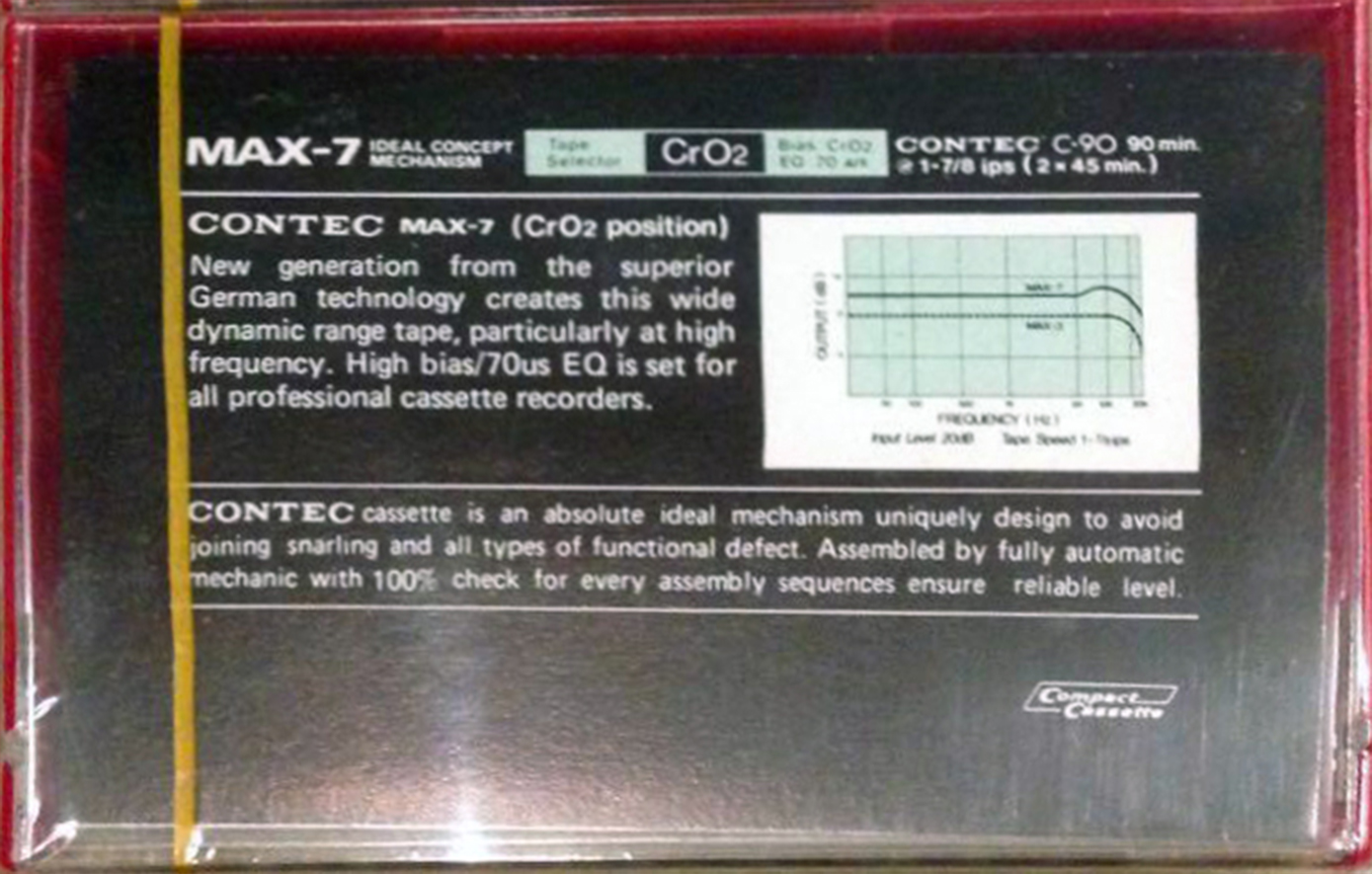 Compact Cassette Contec MAX-7 90 Type II Chrome USA