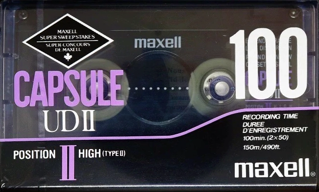 Compact Cassette Maxell Capsule II 100 "UDII" Type II Chrome 1991 North America