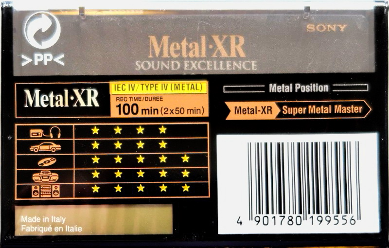 Compact Cassette Sony Metal-XR 100 "C-100 MTLXRC" Type IV Metal 1997 Europe