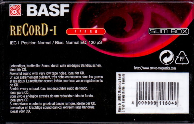 Compact Cassette BASF Record I 54 Type I Normal 1997 Europe