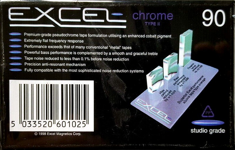 Compact Cassette Excel 90 "Studio Grade" Type II Chrome 1998 UK