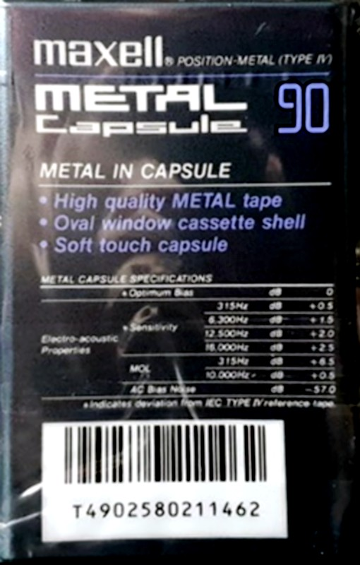 Compact Cassette Maxell Capsule Metal 90 Type IV Metal 1990 Europe